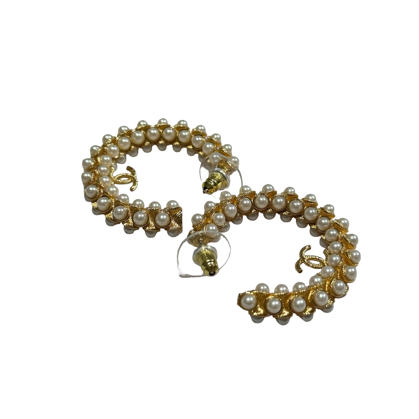 Used Chanel Pearl Earrings Earrings White GHW