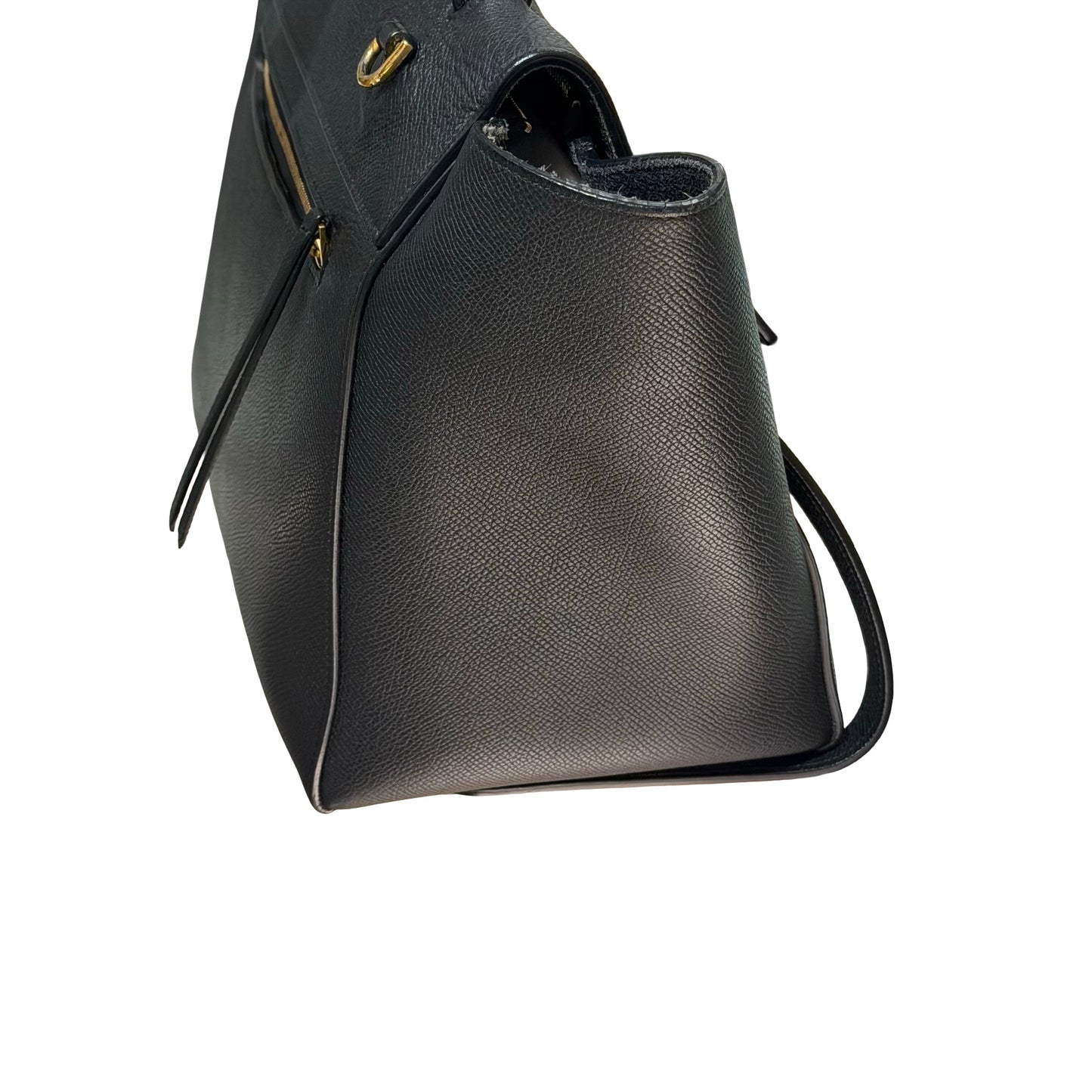 Used CÉLINE Calfskin Leather Belt Cross Body Bag Black GHW