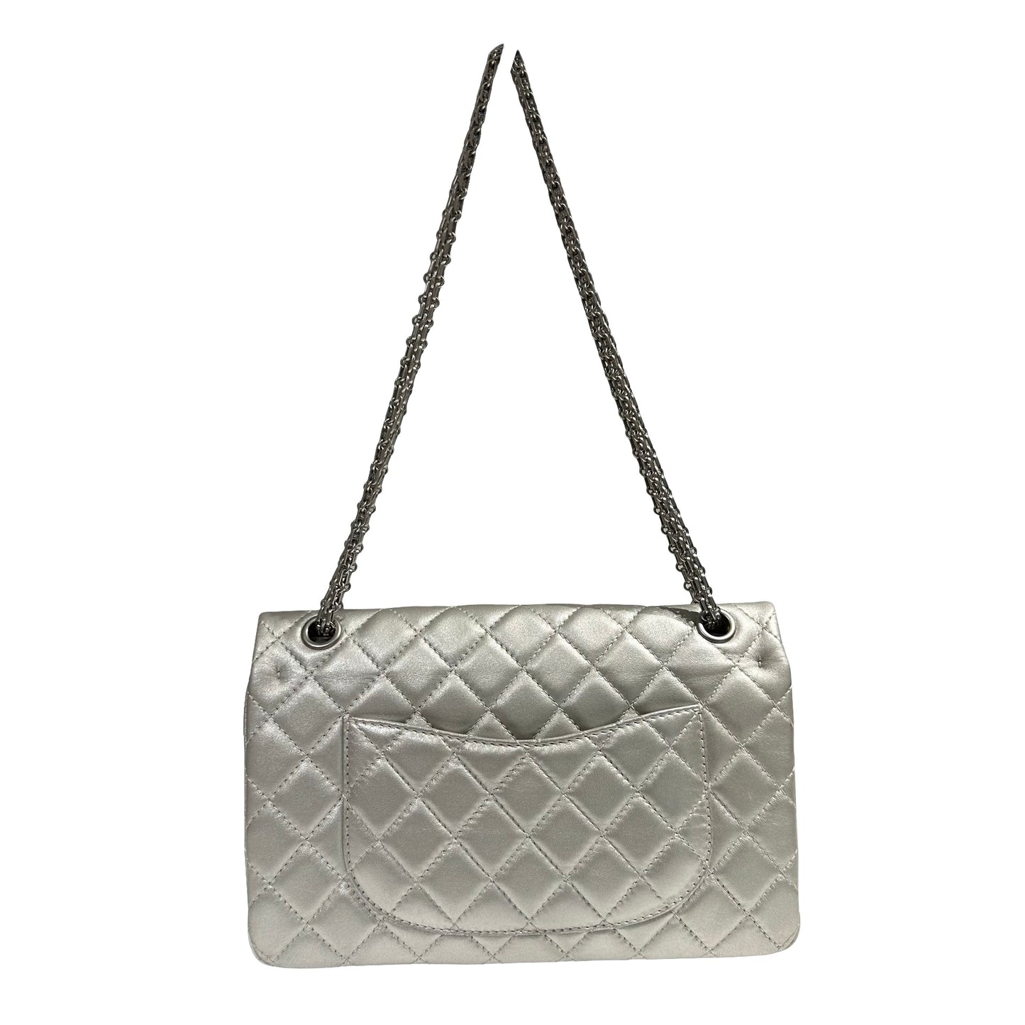 CHANEL SILVER PHW 2.55 DOUBLE FLAP BAG MEDIUM [3000275]