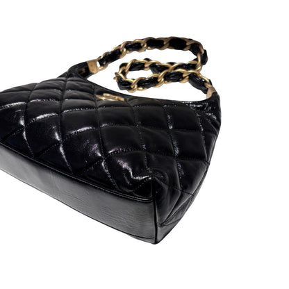 Used CHANEL Shiny Lambskin 24A Hobo Shoulder Bag