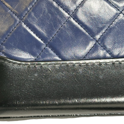 Used CHANEL Quilted Aged Calfskin Smooth Calfskin Gabrielle Hobo Bag Navy Black