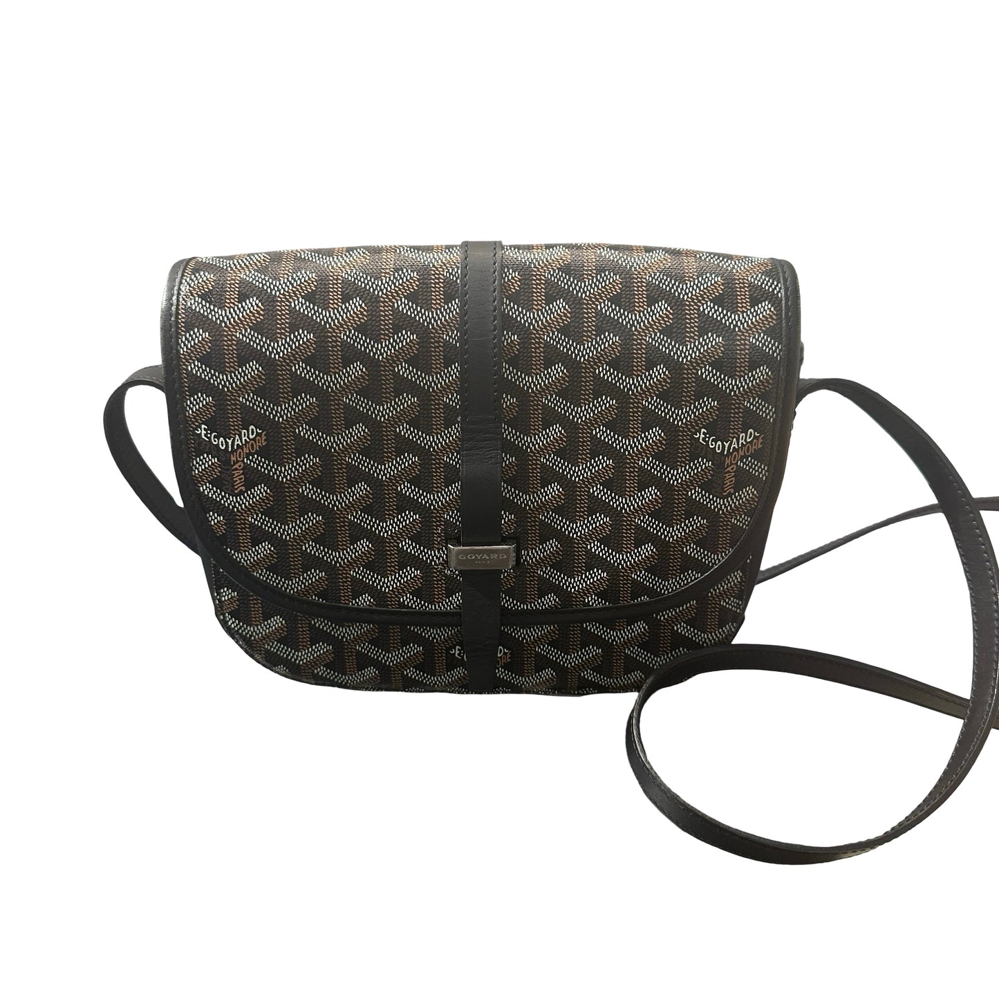 Used GOYARD Canvas SAC BELVEDERE Cross Body Bag Brown Black