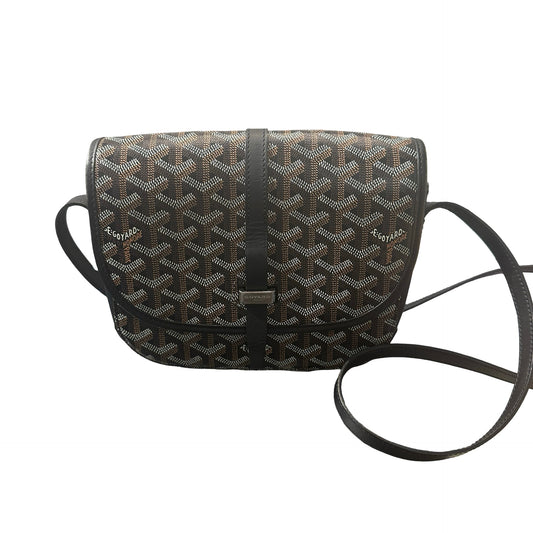Used GOYARD Canvas SAC BELVEDERE Cross Body Bag Brown Black