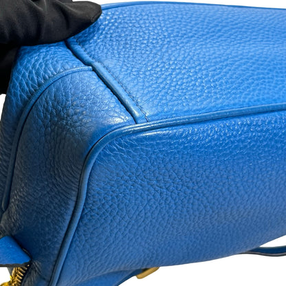 Used PRADA Vitello Phenix Leather Vittelo Phenix Camera Bag Camera Bag Blue