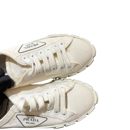Used PRADA Gabardine Wheel Sneakers Shoes White