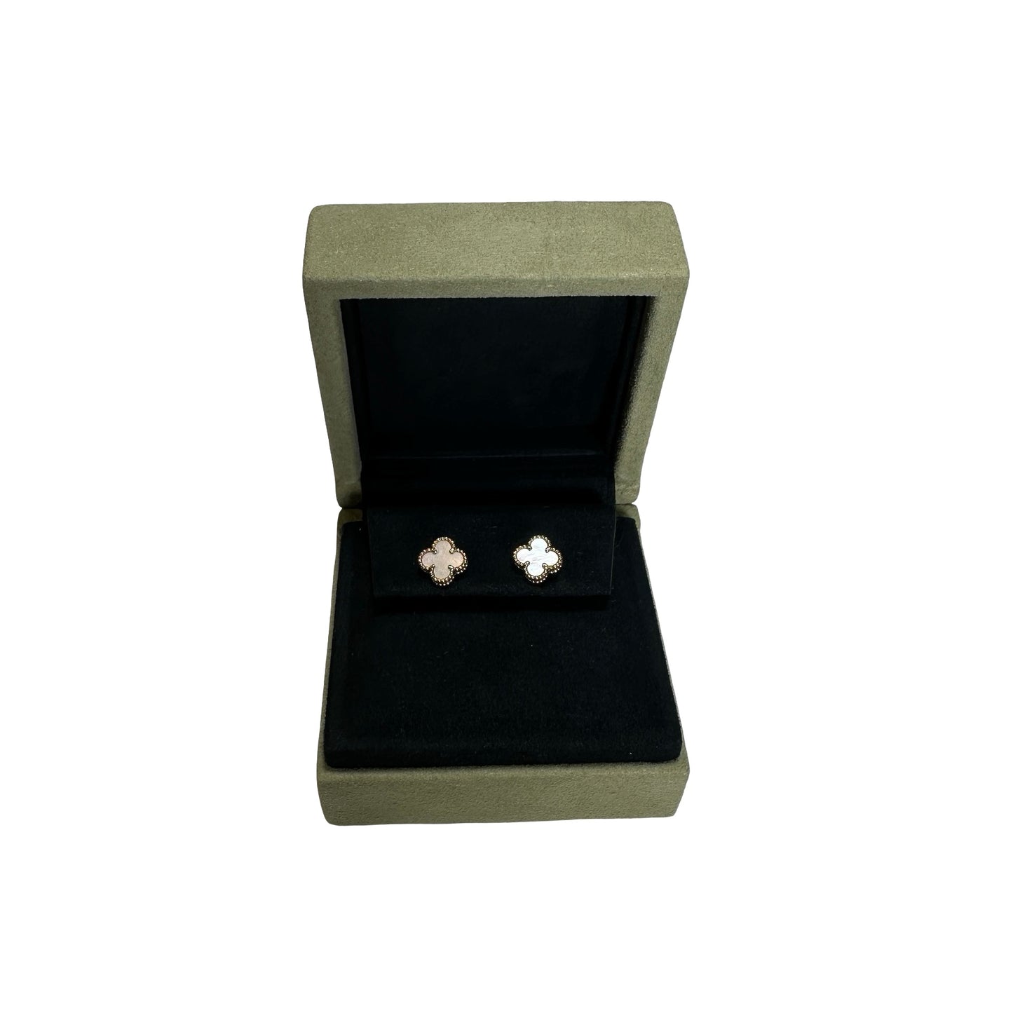 Used VAN CLEEF & ARPELS Mother of Pearl 18K Yellow Gold Vintage Alhambra Earrings White Gold