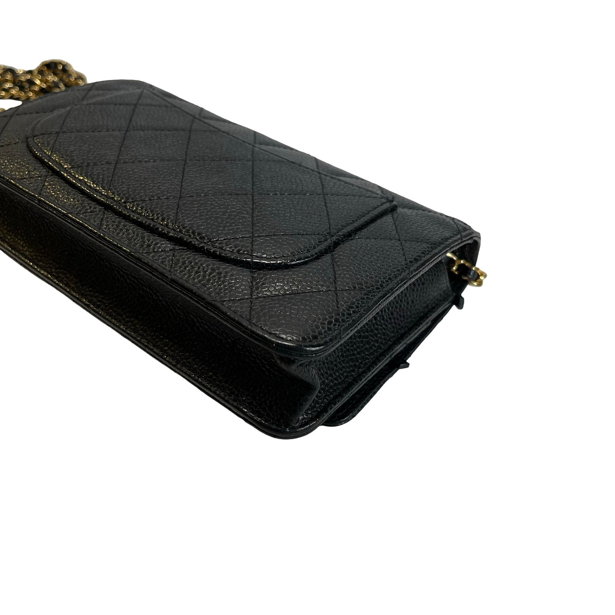 Used CHANEL Caviar Quilted Wallet on chain Wallet on chain Black Gold