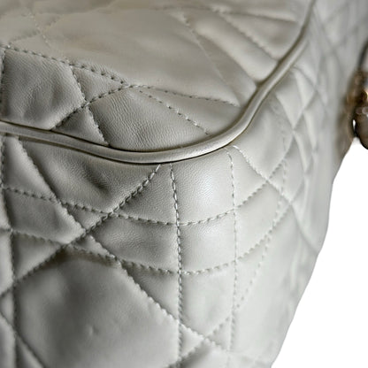 Used DIOR Cannage Leather Cannage Bucket Bag Handbag White
