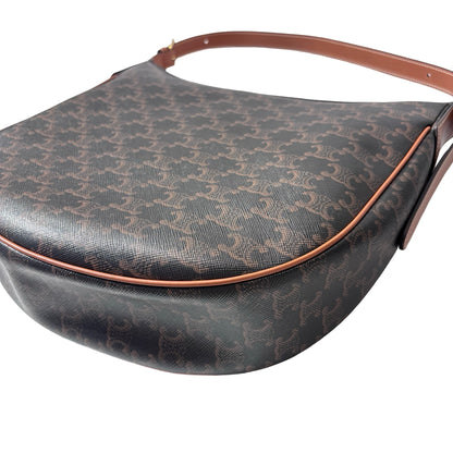 Used CELINE Canvas Heloise Triomphe Hobo Shoulder Bag Brown