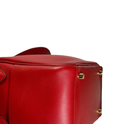 Used HERMES Swift Mini Lindy Handbag Red GHW