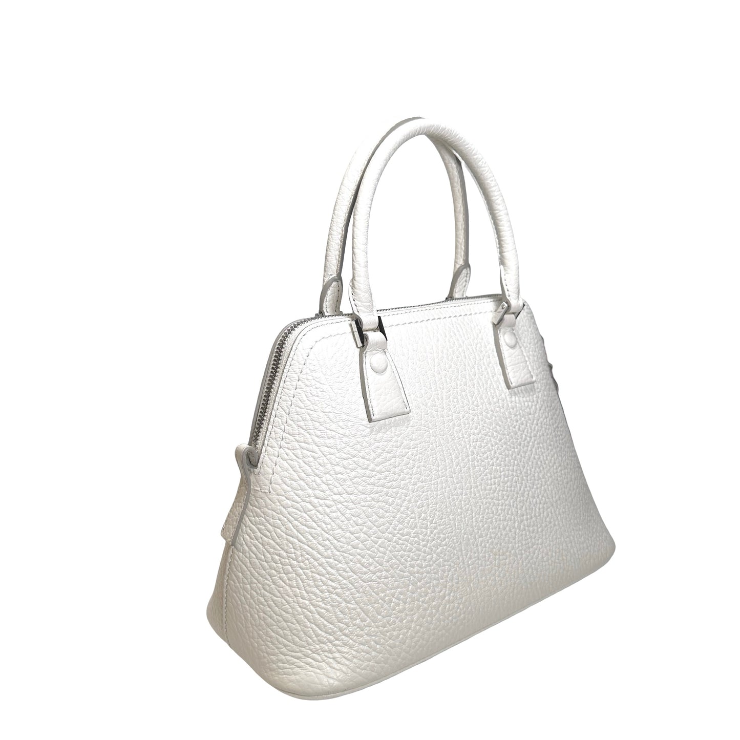 Used MAISON MARGIELA Textured Leather 5AC Classique Mini Bag Handbag White PHW