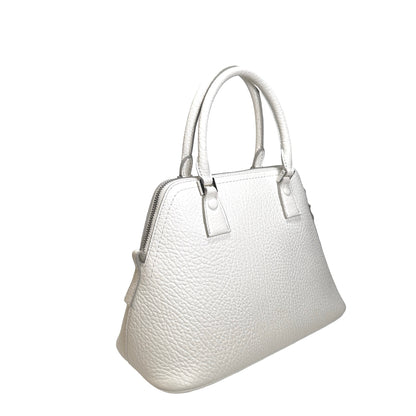 Used MAISON MARGIELA Textured Leather 5AC Classique Mini Bag Handbag White PHW