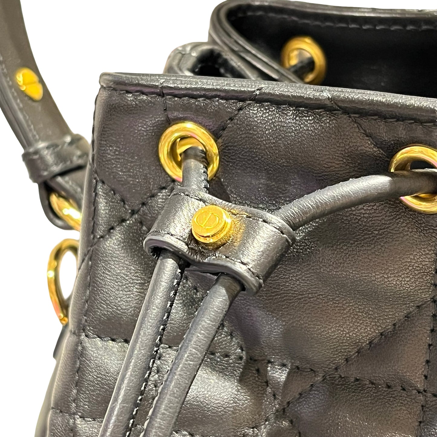 Used DIOR Caro Bucket Bag Black GHW