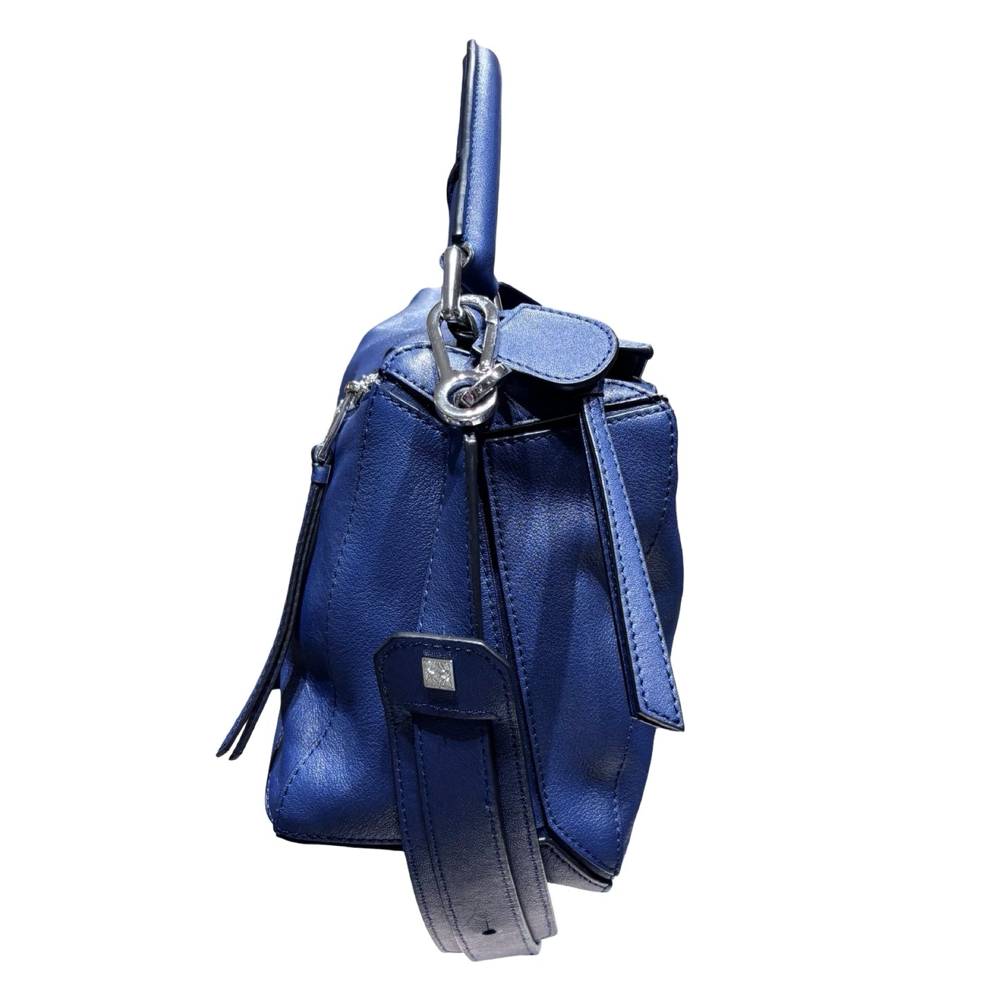 Used LOEWE Calfskin Leather Puzzle Crossbody Bag Navy Blue PHW