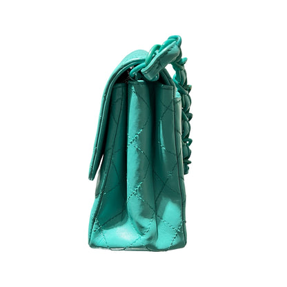 Used CHANEL Vintage flag Flat bag Green GHW