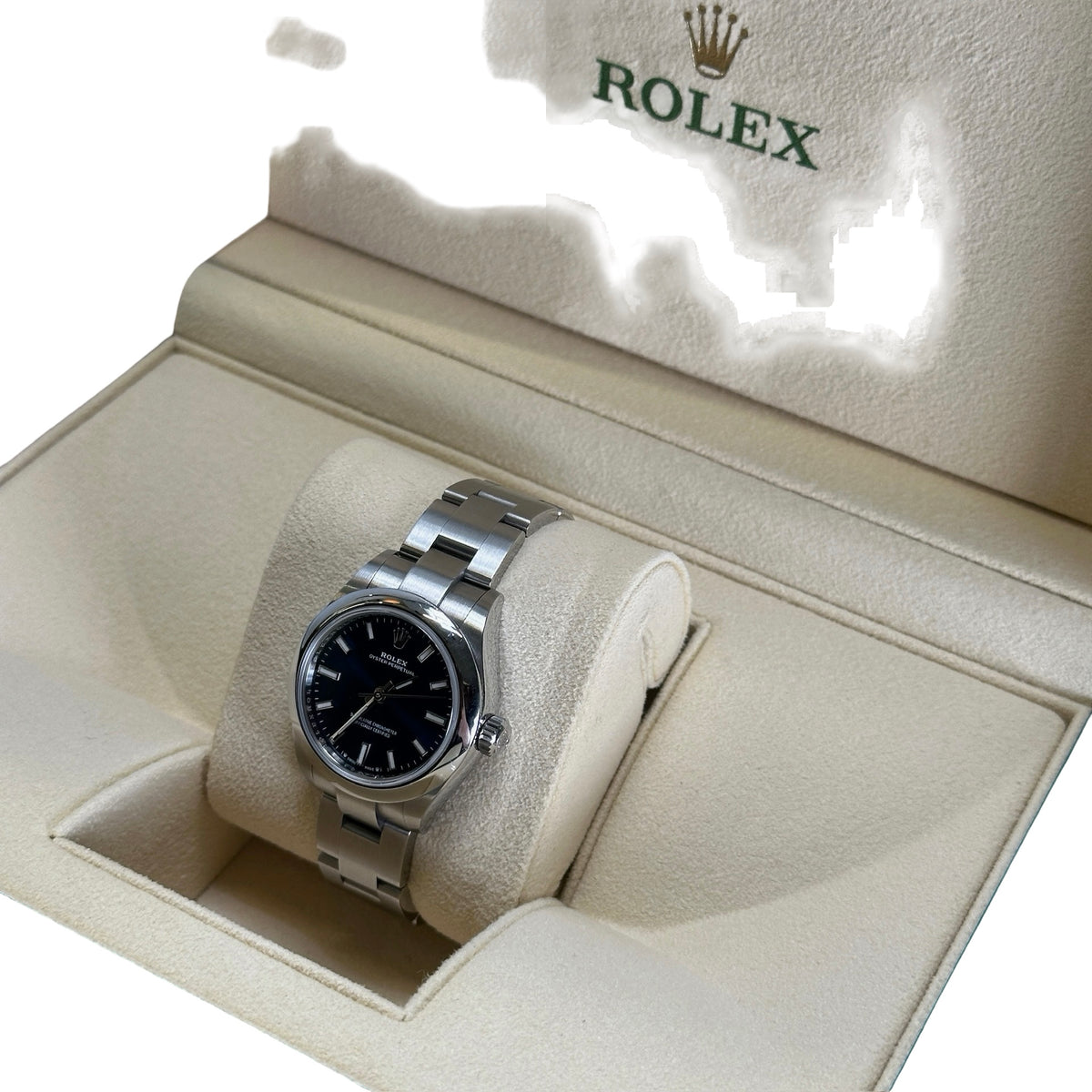 Used ROLEX Stainless Steel Oyster Perpetual Watch Blue Silver