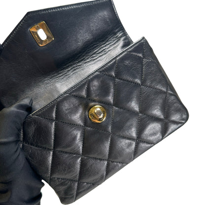 Used CHANEL Quilted Matelasse Belt bag Black