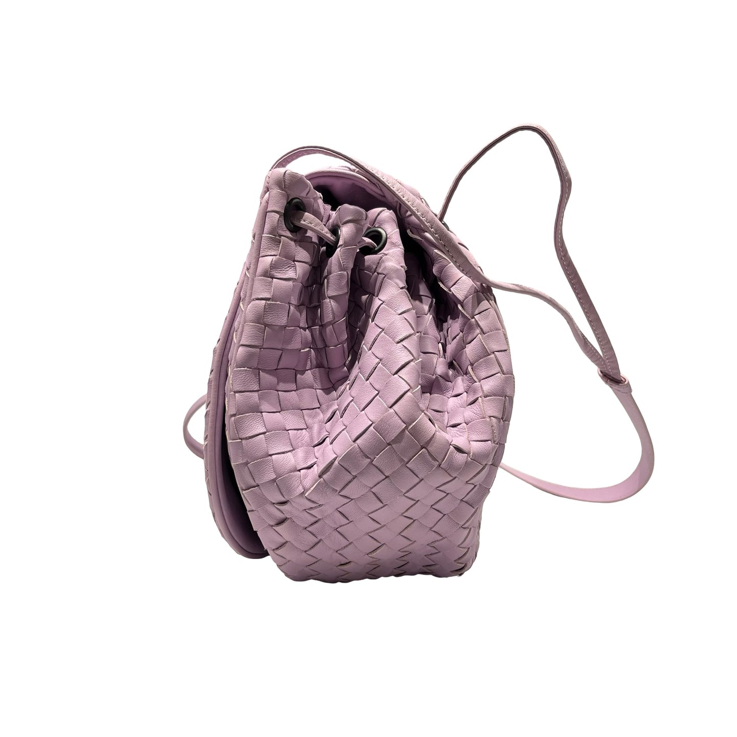 Used Bottega Veneta Lambskin Leather Cross Body Bag Light Purple