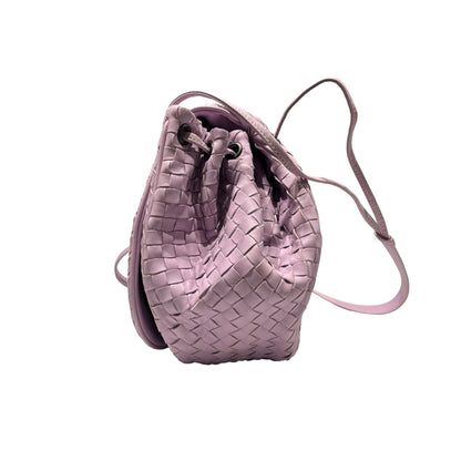 Used Bottega Veneta Lambskin Leather Cross Body Bag Light Purple