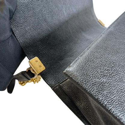 Used CHANEL Caviar Quilted Boy Chain Shoulder Bag Black