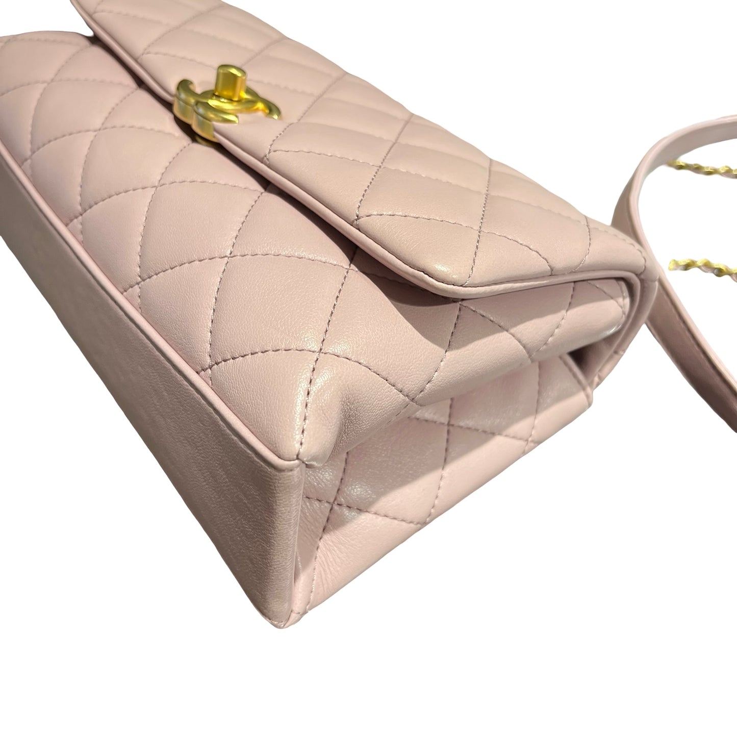 Used CHANEL Lambskin Cross Body Bag Pink GHW