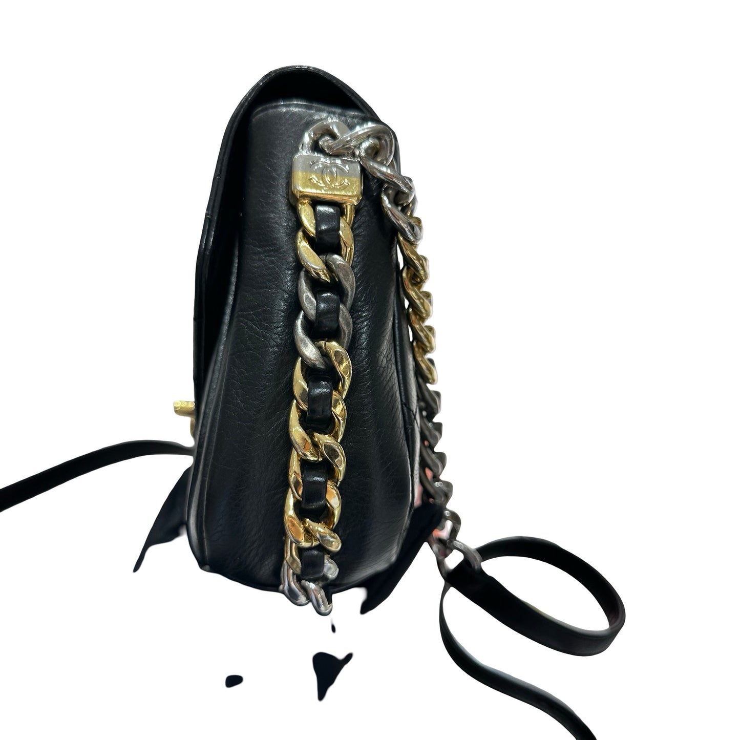 Used CHANEL Cross Body Bag Black GHW PHW