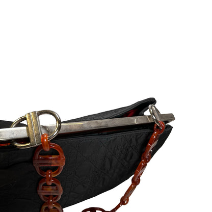 Used DIOR CANVAS Shoulder Bag Black