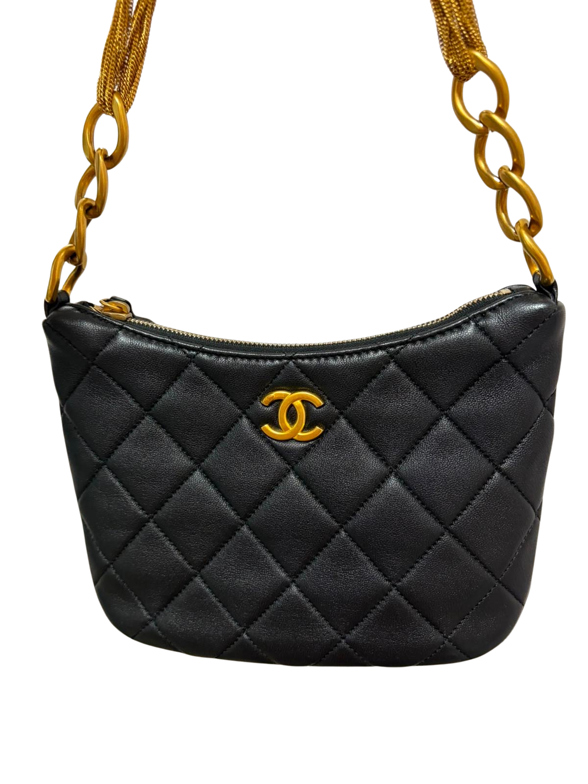 Used CHANEL Quilted Lambskin 23A TASSEL FLAP BAG Shoulder Bag Black GHW