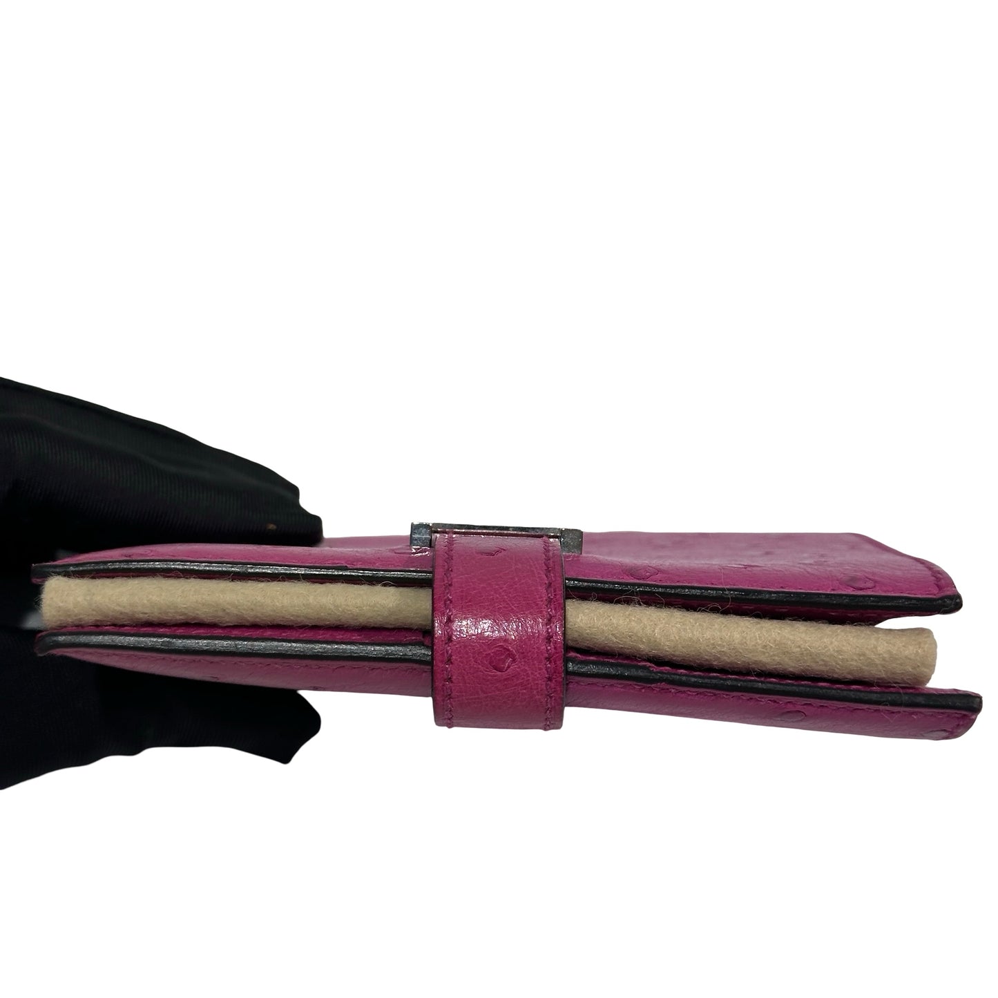 Used HERMES Ostrich Bearn Wallet Purple
