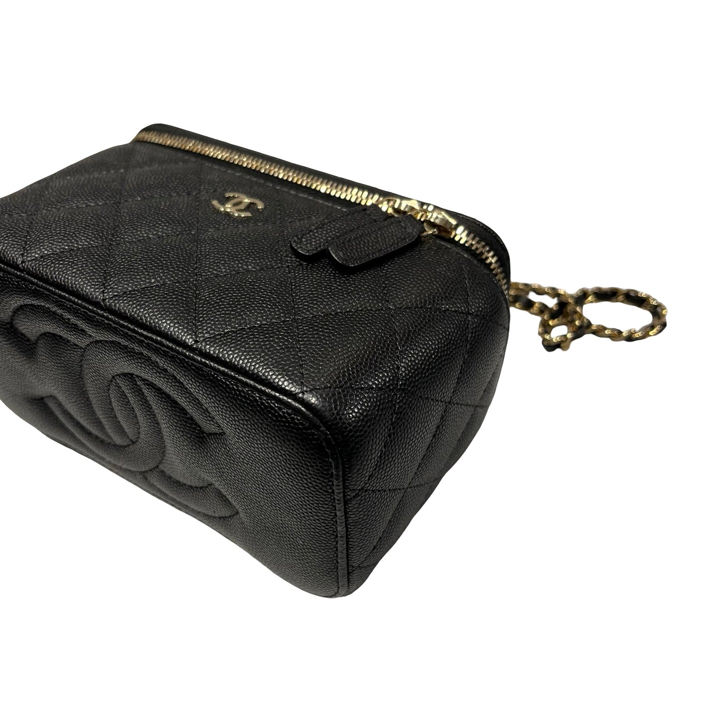 Used CHANEL Vanity Case Cross Body Bag Black GHW