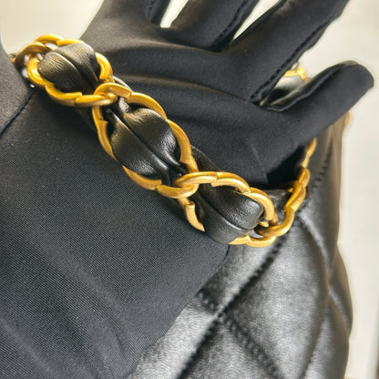 Used CHANEL Quilted Calfskin Hobo Bag Hobo Bag Black Gold