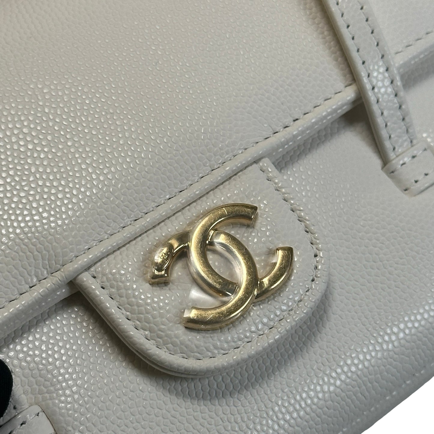 Brand New CHANEL Caviar Mini Preppy Coco Shoulder Bag White Gold