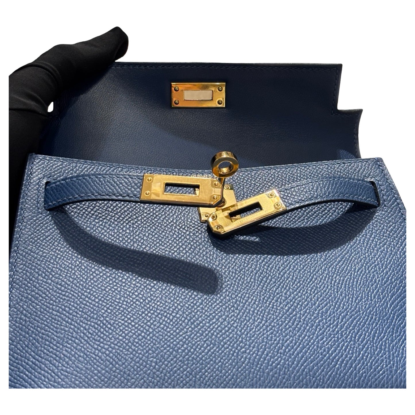 Used HERMÈS Mini Kelly II Two Way Shoulder Bag Blue GHW