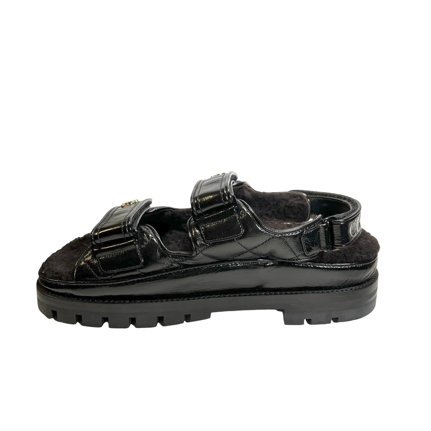 Used Chanel Calfskin Leather Shoes Black PHW