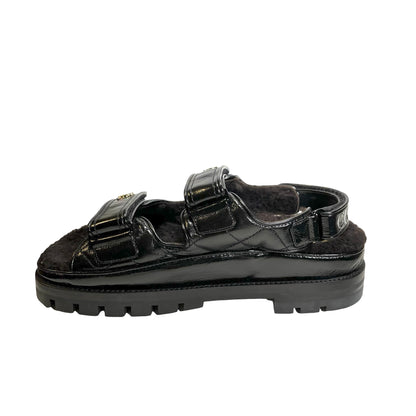 Used Chanel Calfskin Leather Shoes Black PHW