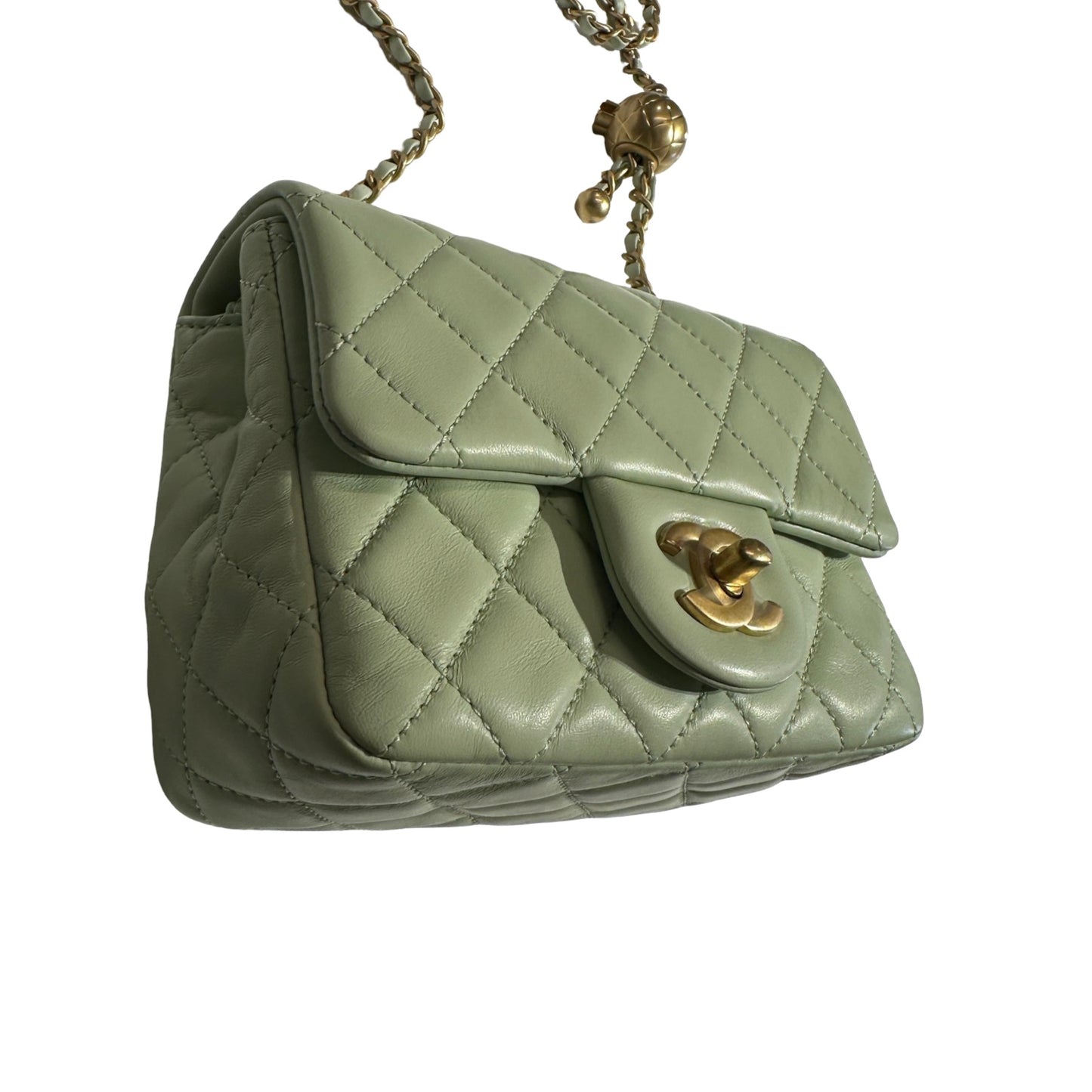 Brand New CHANEL Matelasse Quilted Mini Matelasse Mini Bag Light Green GHW