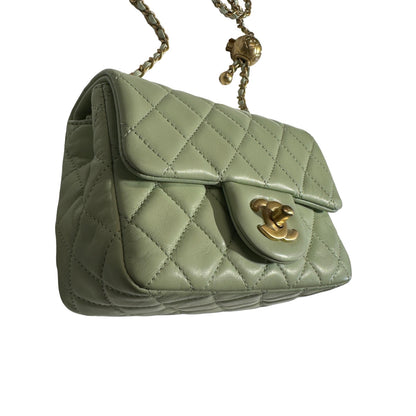 Brand New CHANEL Matelasse Quilted Mini Matelasse Mini Bag Light Green GHW