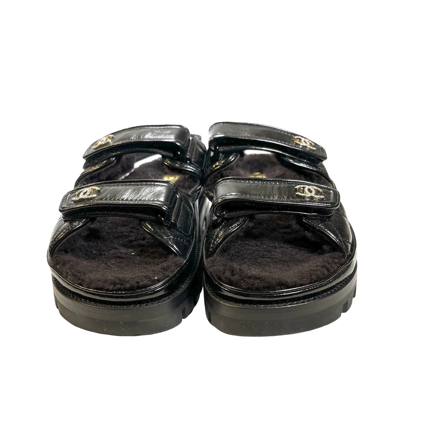Used Chanel Calfskin Leather Shoes Black PHW