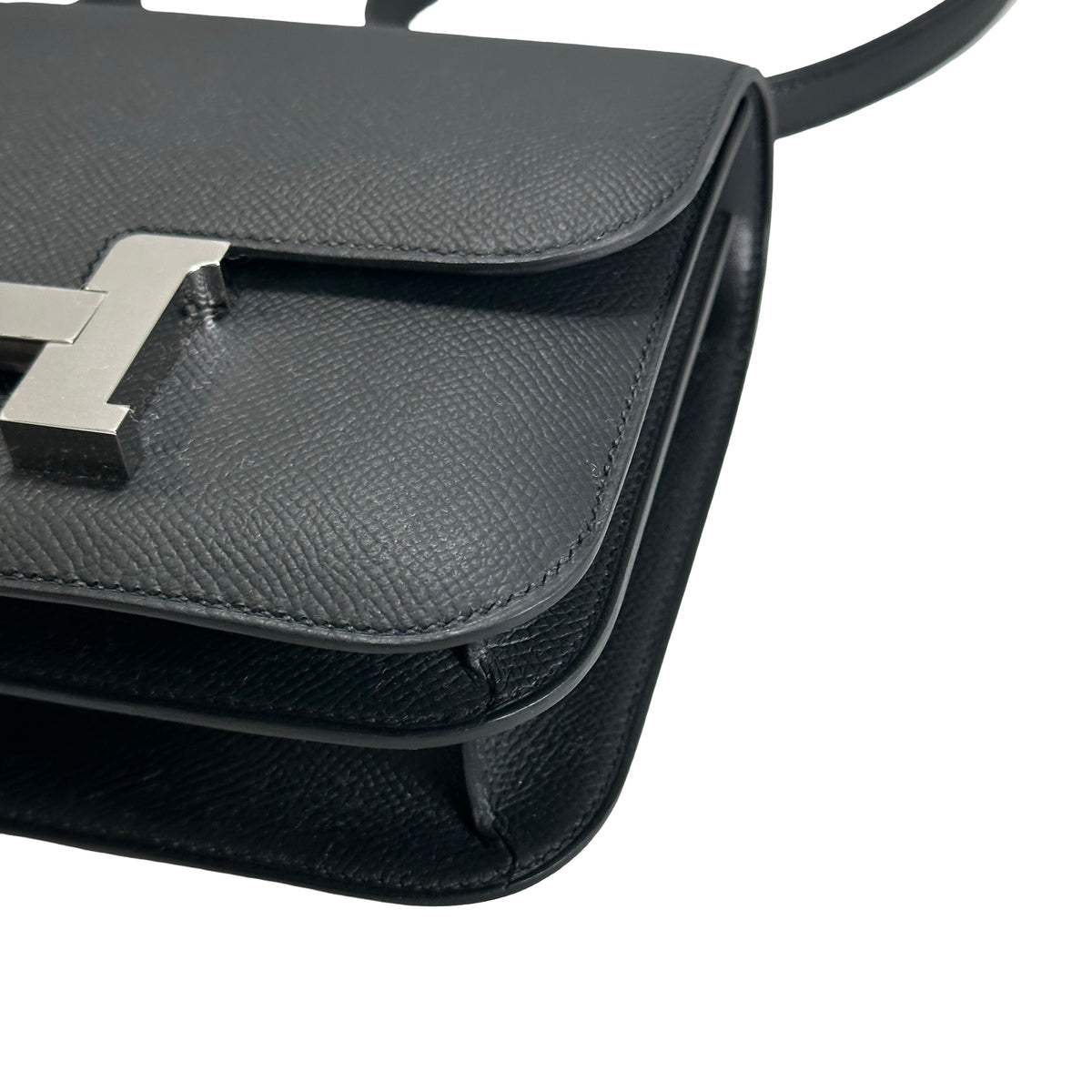 Brand New HERMES Epsom Constance Crossbody Bag Black Silver
