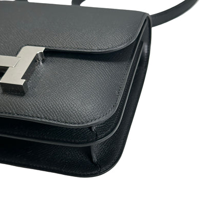 Brand New HERMES Epsom Constance Crossbody Bag Black Silver