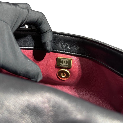 Used Chanel Flap with chain Shoulder Bag Black GHW