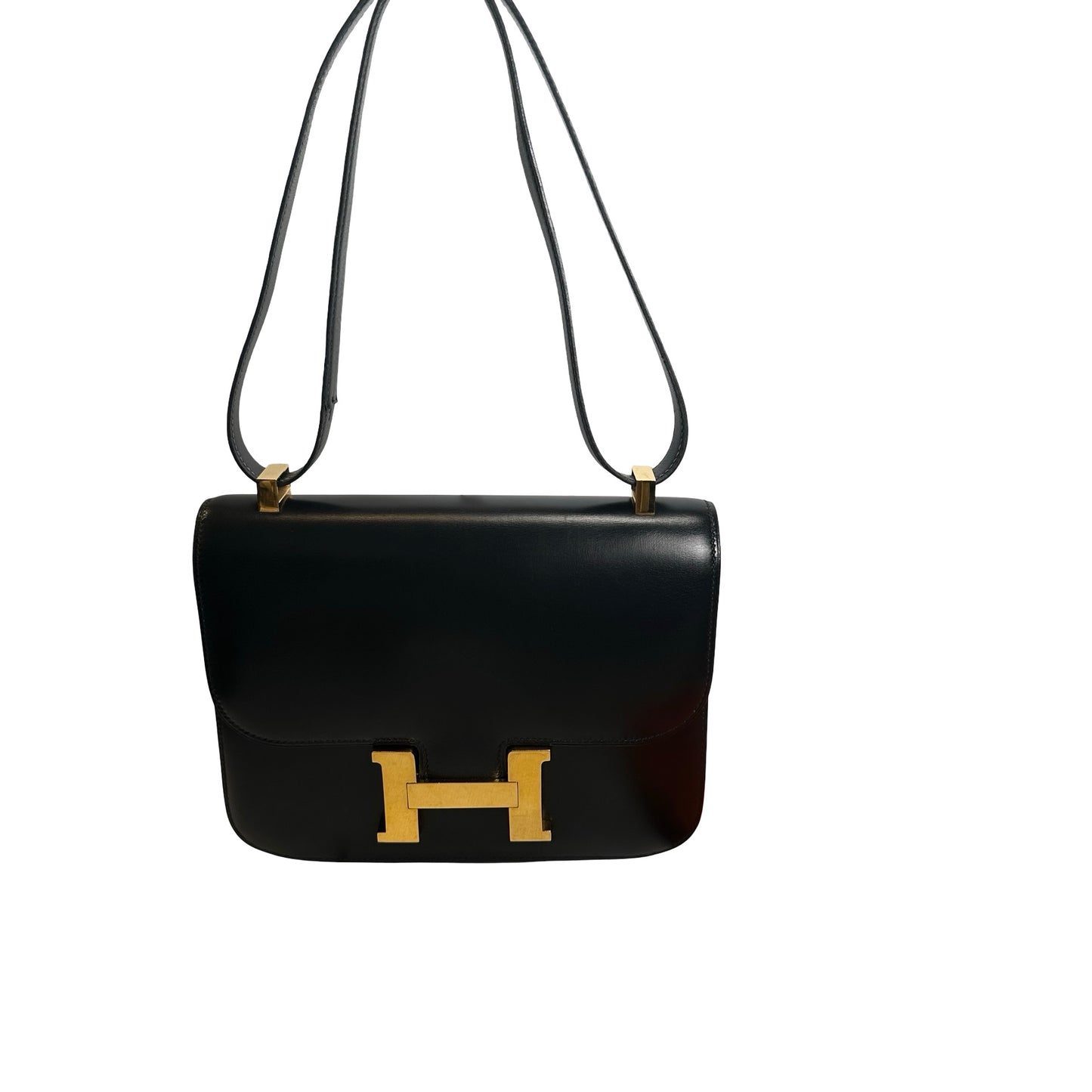 Used HERMES Box Calfskin Constance 24 Shoulder Bag Black Gold