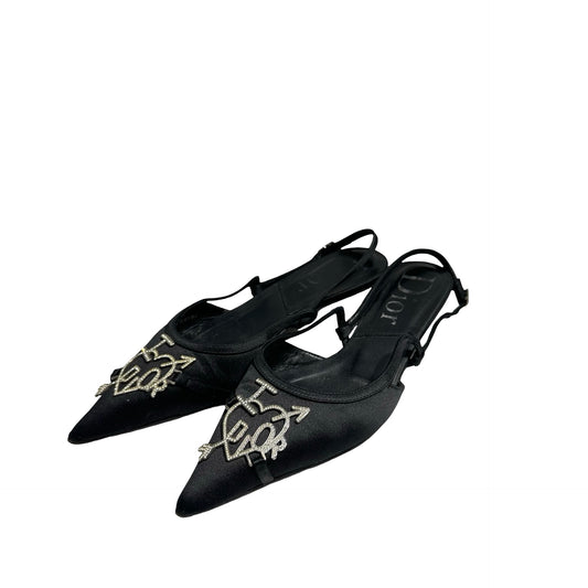 DIOR FLATS BLACK SILK PHW [3001114]