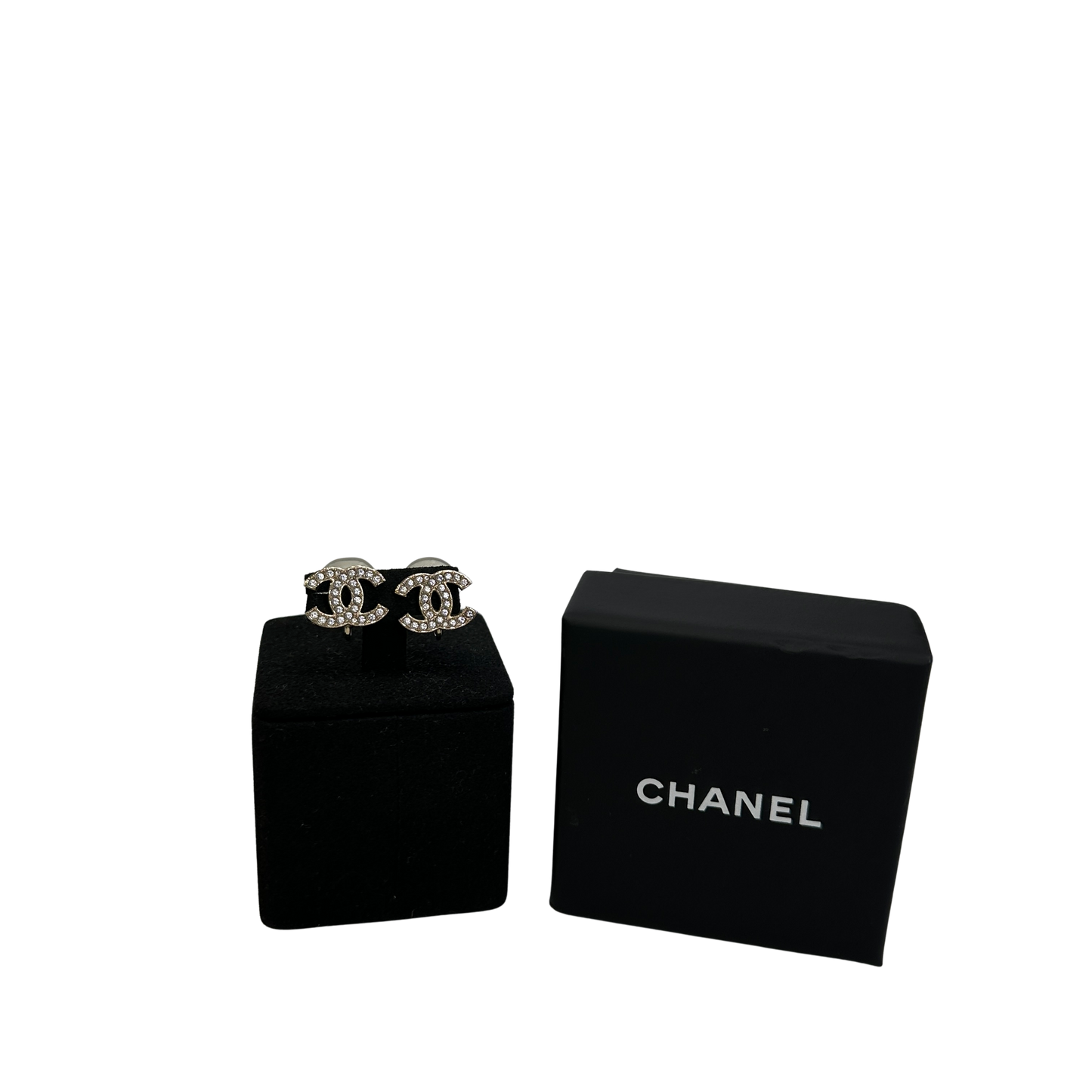 Used CHANEL CC Logo CC Logo Crystal Earrings Earrings Silver Clear