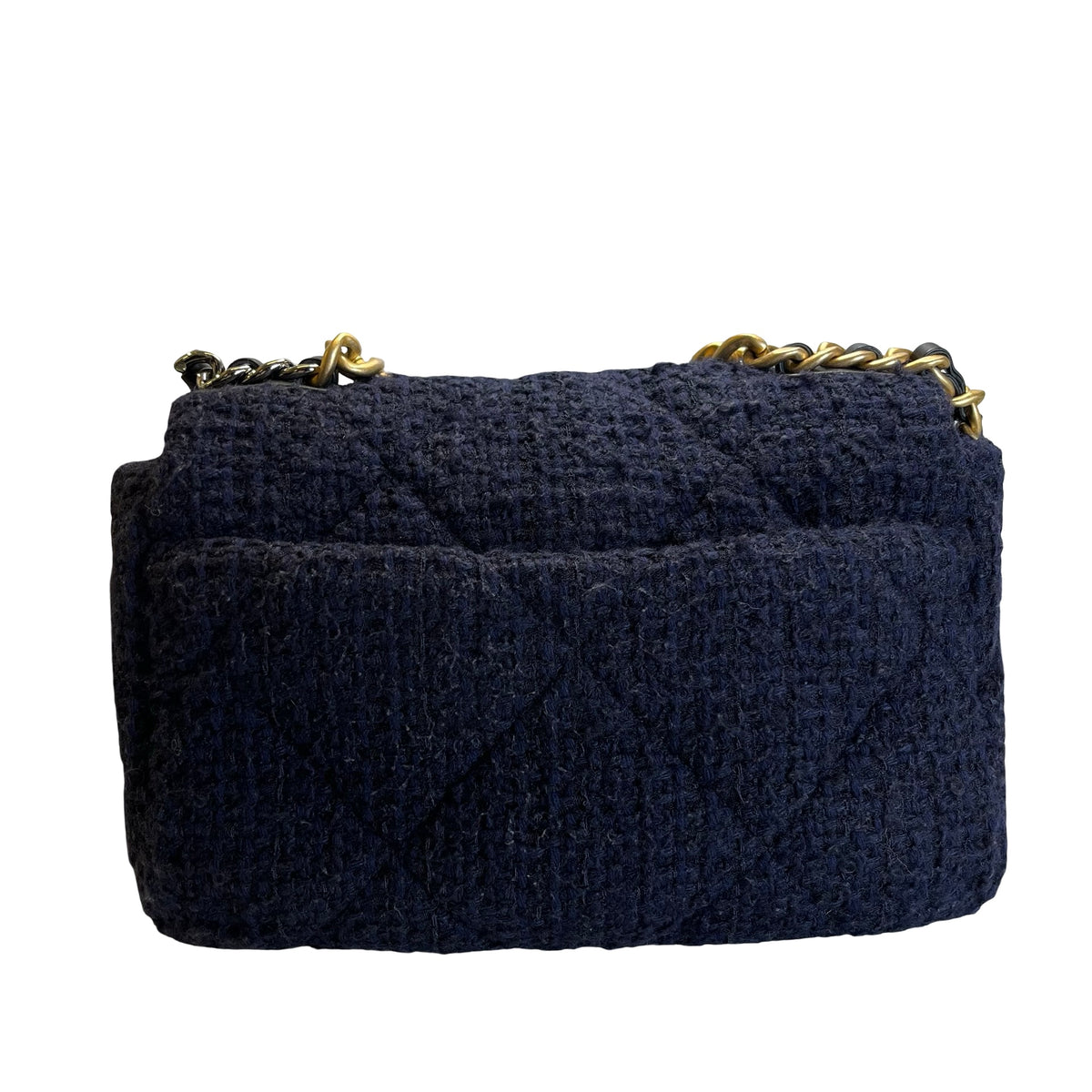Used CHANEL Tweed Chanel 19 Small Shoulder Bag Navy