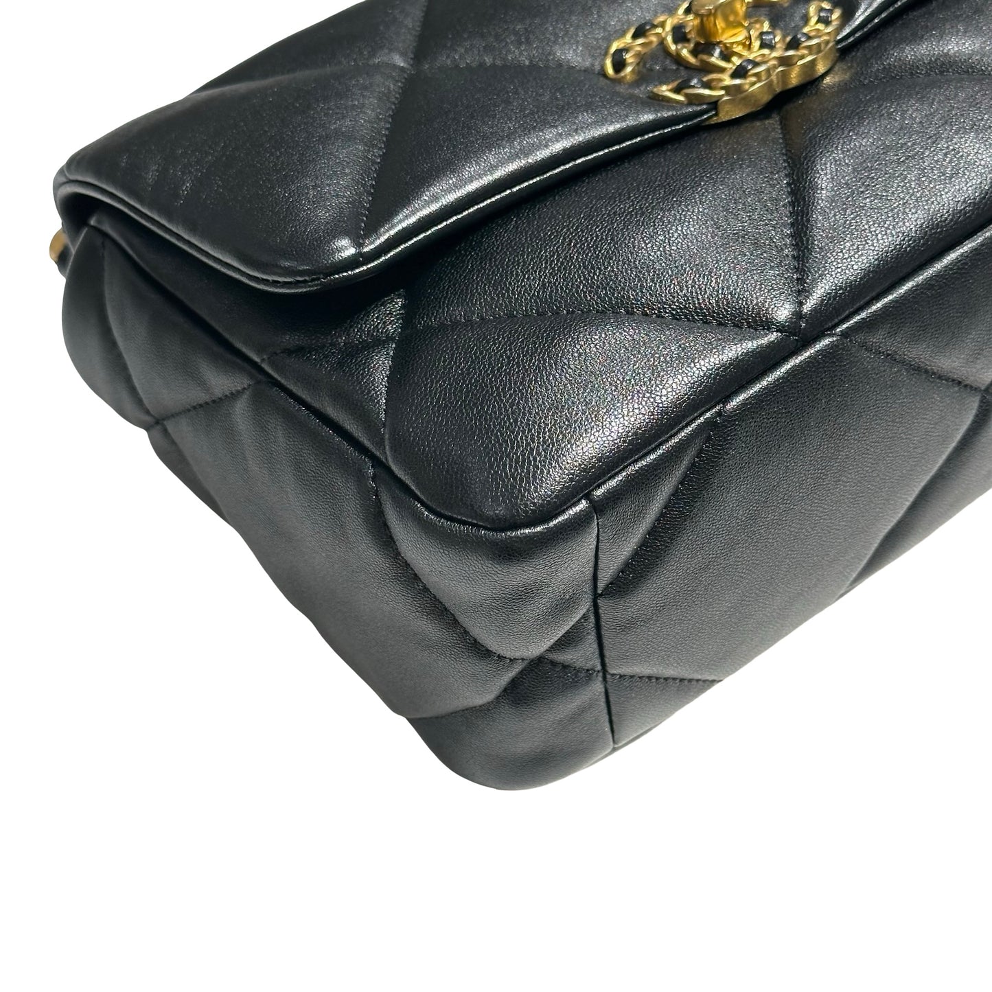 CHANEL 19 SMALL BLACK GHW LAMBSKIN [30001040]
