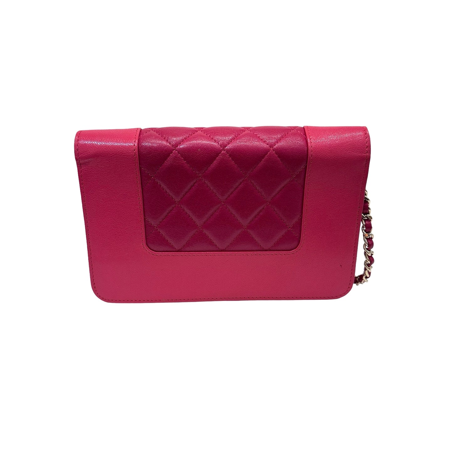 Used CHANEL Calfskin Leather WOC Cross Body Bag Red GHW