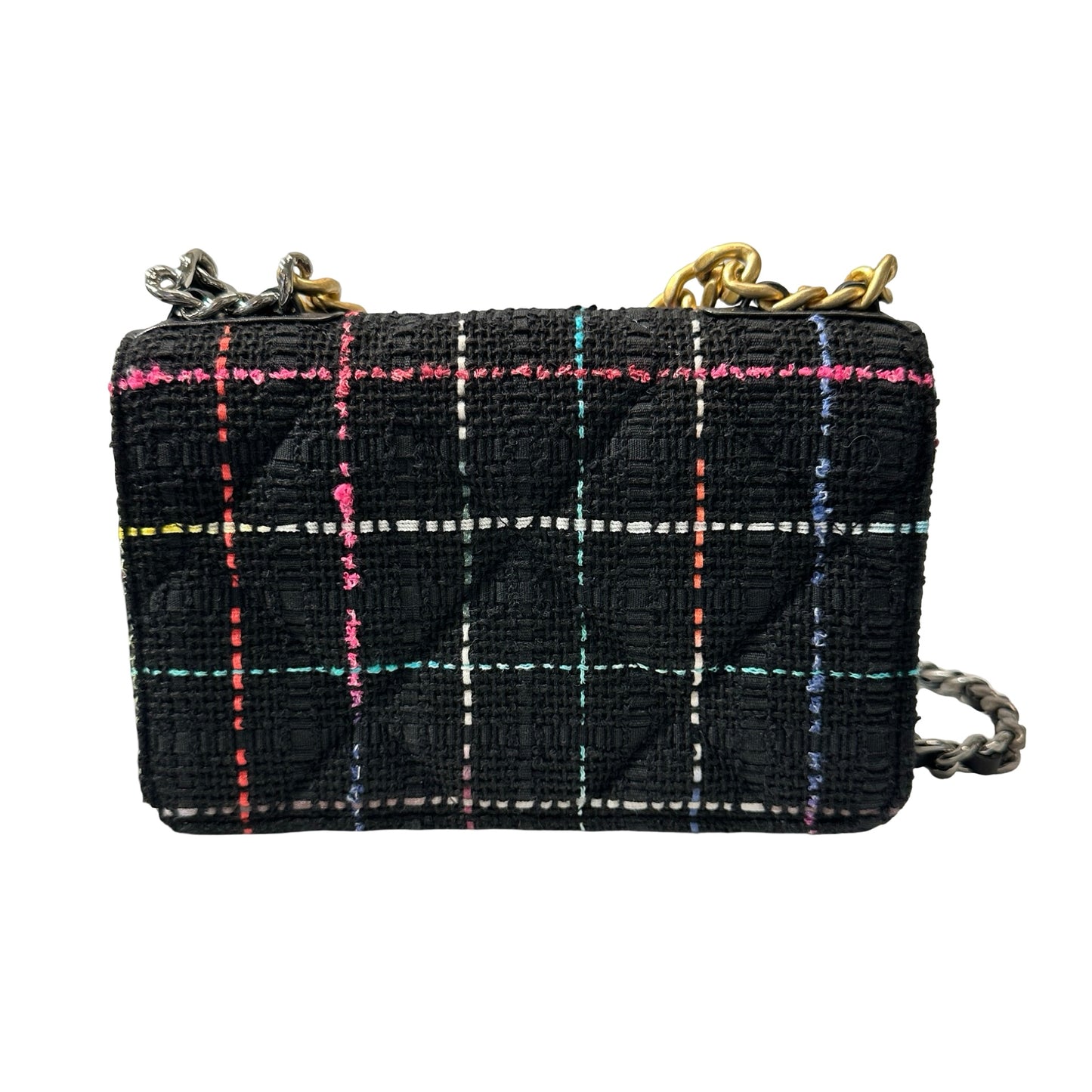Unused CHANEL 19 Tweed Chain Shoulder Bag Black GHW