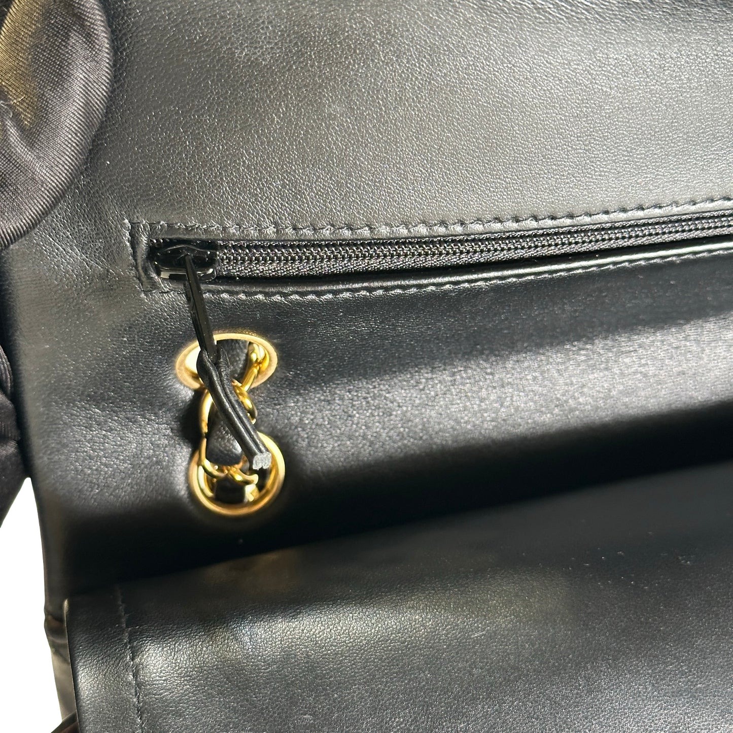 Used CHANEL Quilted Lambskin CF25 Shoulder Bag Black Gold