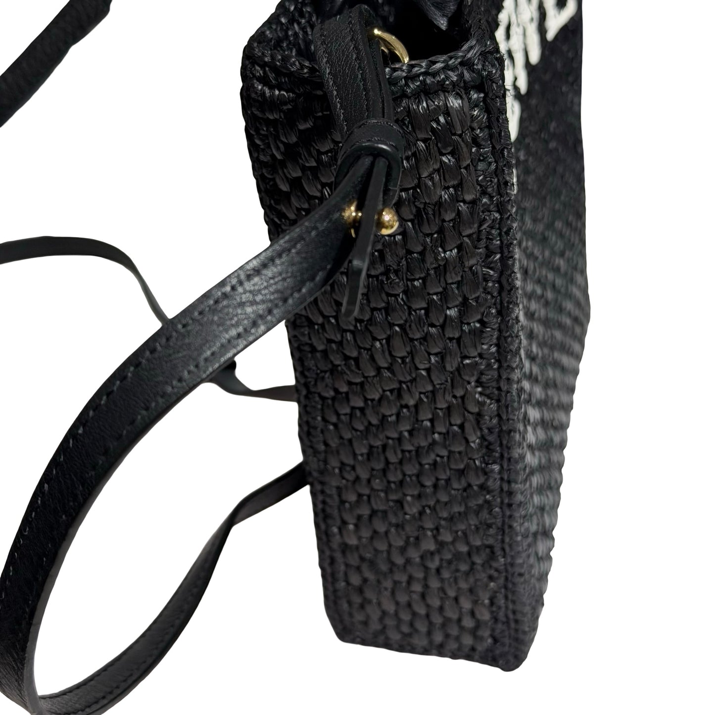Used LOEWE RAFFIA TOTE Cross Body Bag Black